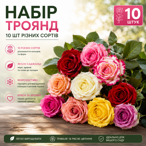 Набір Троянд 10шт (Сорти різні) 90101 фото