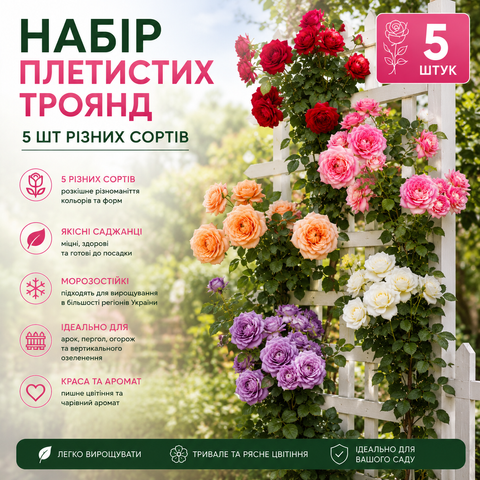 Набір Плетистих Троянд 5шт (Сорти різні) 90201 фото